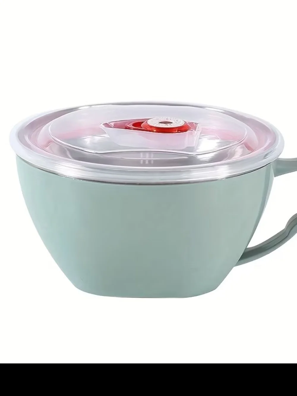 Mint Green Plastic Salad Bowl with Lid and Handle Stainless Steel